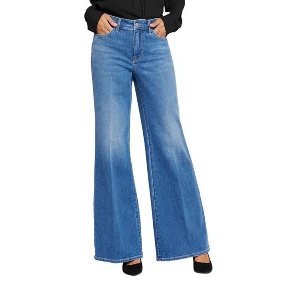 NYDJ Mia Palazzo Jeans Womens 10 Fairmont Blue Denim High Rise Stretch